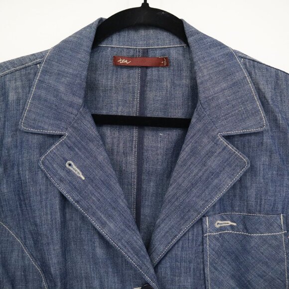 Tea Blazer Womens L Blue Retro Preppy Academia Twee 70's Classic Timeless Casual - Picture 5 of 16